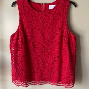 💕FINAL💕 Elle Red Floral Lace Top XL NWOT